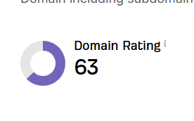 Domain Rating screenshot showing a rating of 63.